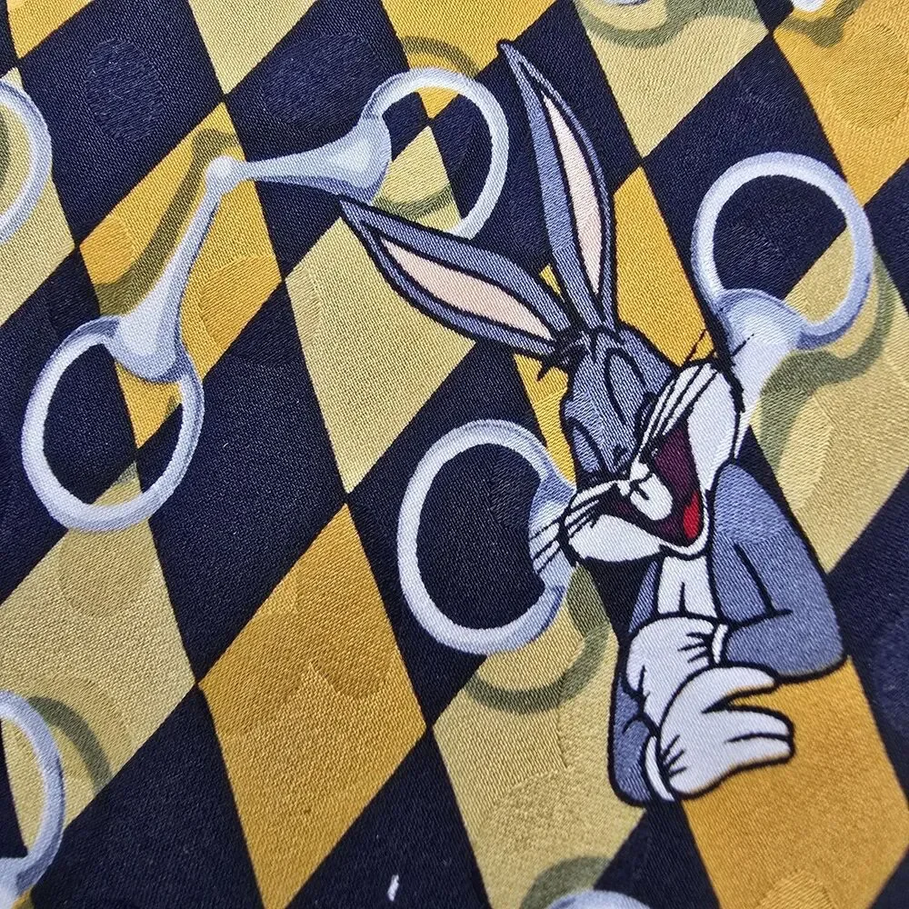 Mens Necktie Vintage Looney Tunes Mania Yellow 56.5